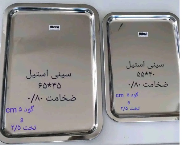 تولید سینی تمام استیل رستوران اغذیه فروشی لبنیاتی